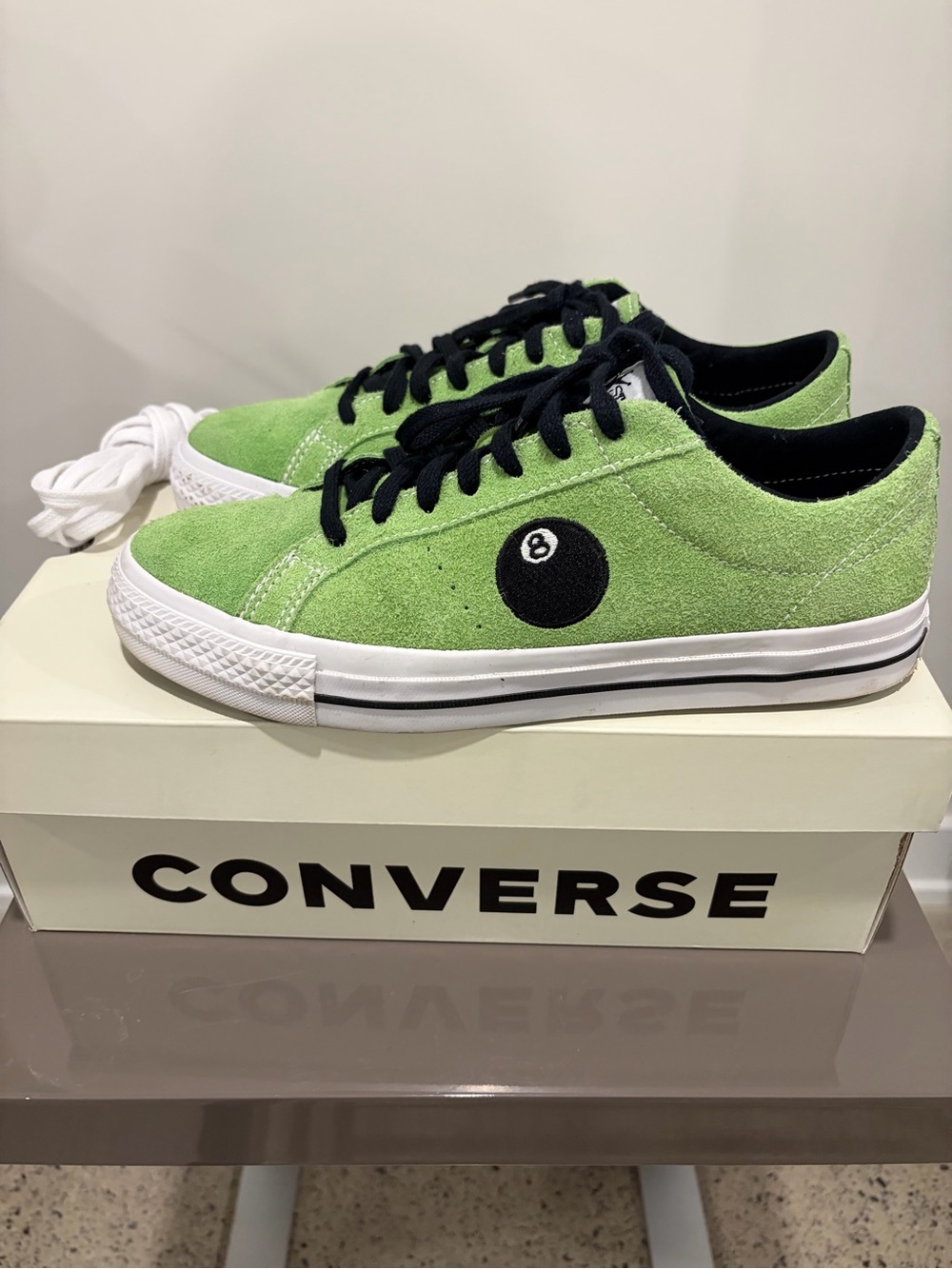 Stüssy x Converse One Star Pro Low "8-Ball" Green Suede - Size 9.5 (WITH BOX)